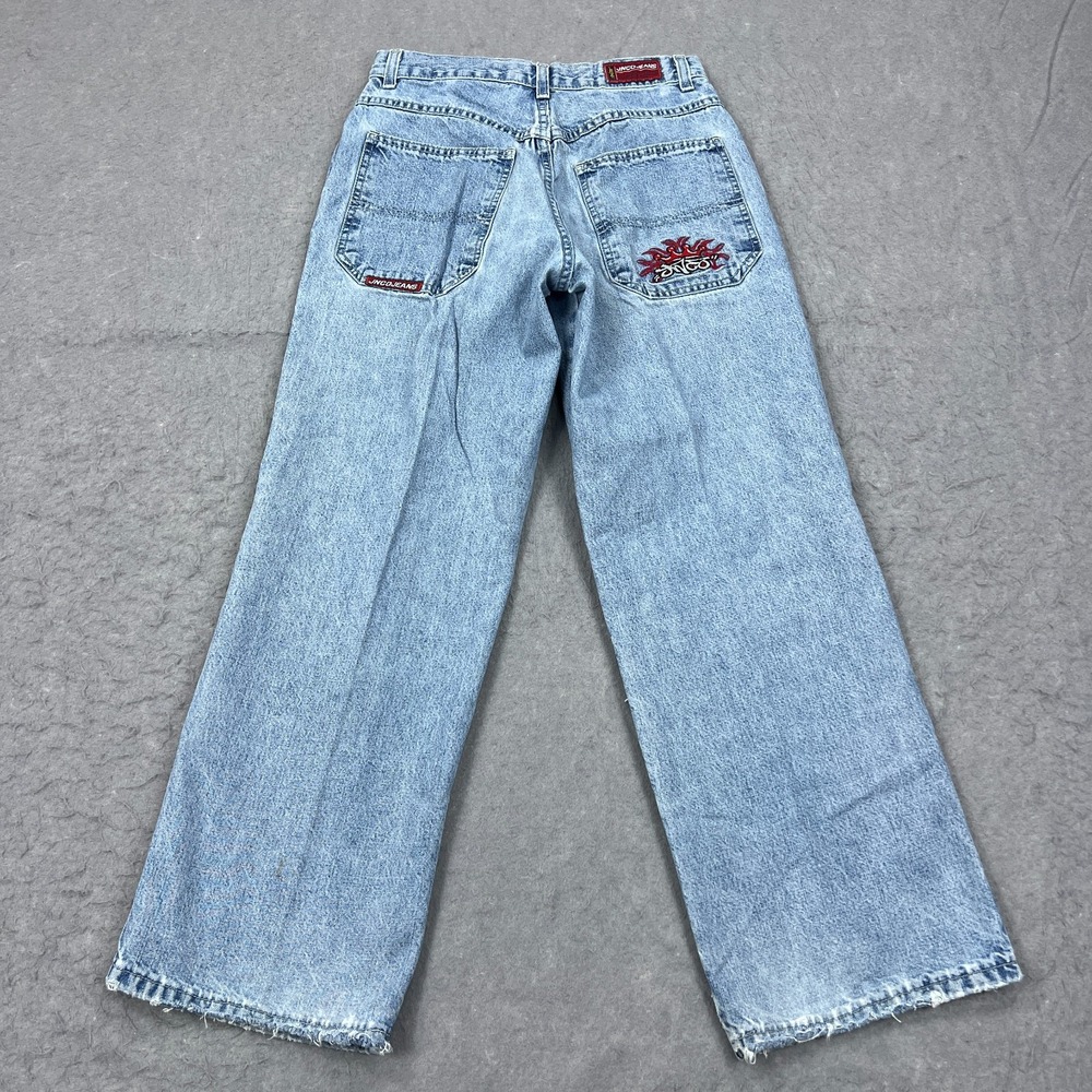 VTG JNCO Jeans Size 16 28x28 Light Wash Red Crown‎ 90s Skater Street Baggy Denim